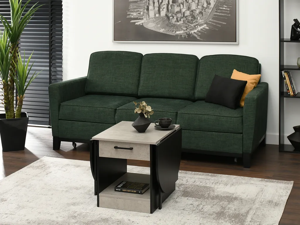 Table basse extensible IZAK noir et béton - Table de salon modulable - 5