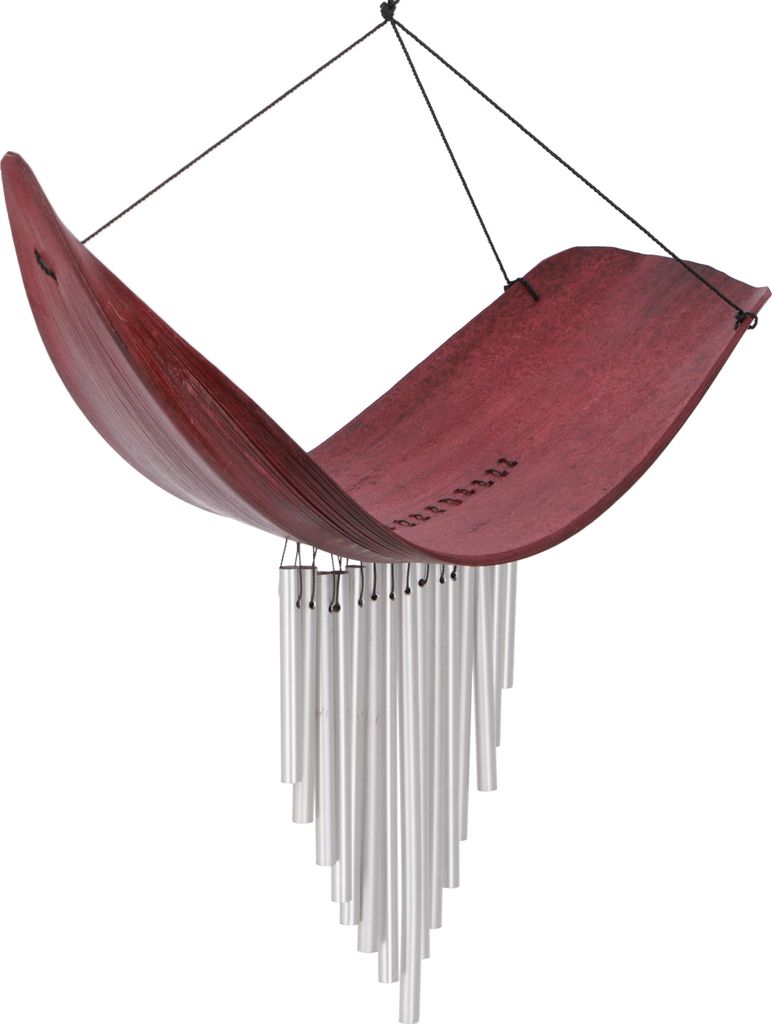 Aluminium Klangspiel, Exotisches Windspiel - Palmenblatt Rot, Aluminium,Palmblätter, 30*40*10 cm, Windspiele & Klangspiele