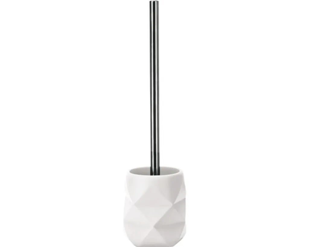 Brosse de toilette texture craquelée blanche avec manche inox durable