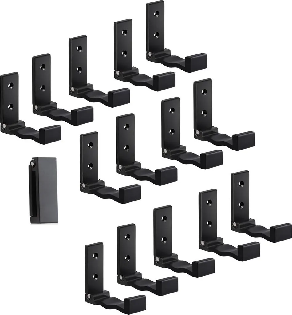 Patère Murale Rabattable Noire en Aluminium - Lot de 15 Crochets Design