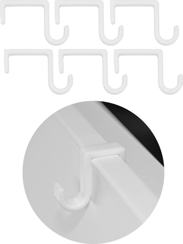 6x Türhaken Türklemme Türklammer Falzmaß 26 mm Türclip Türhaken Tür Kleiderhaken Universal Weiß