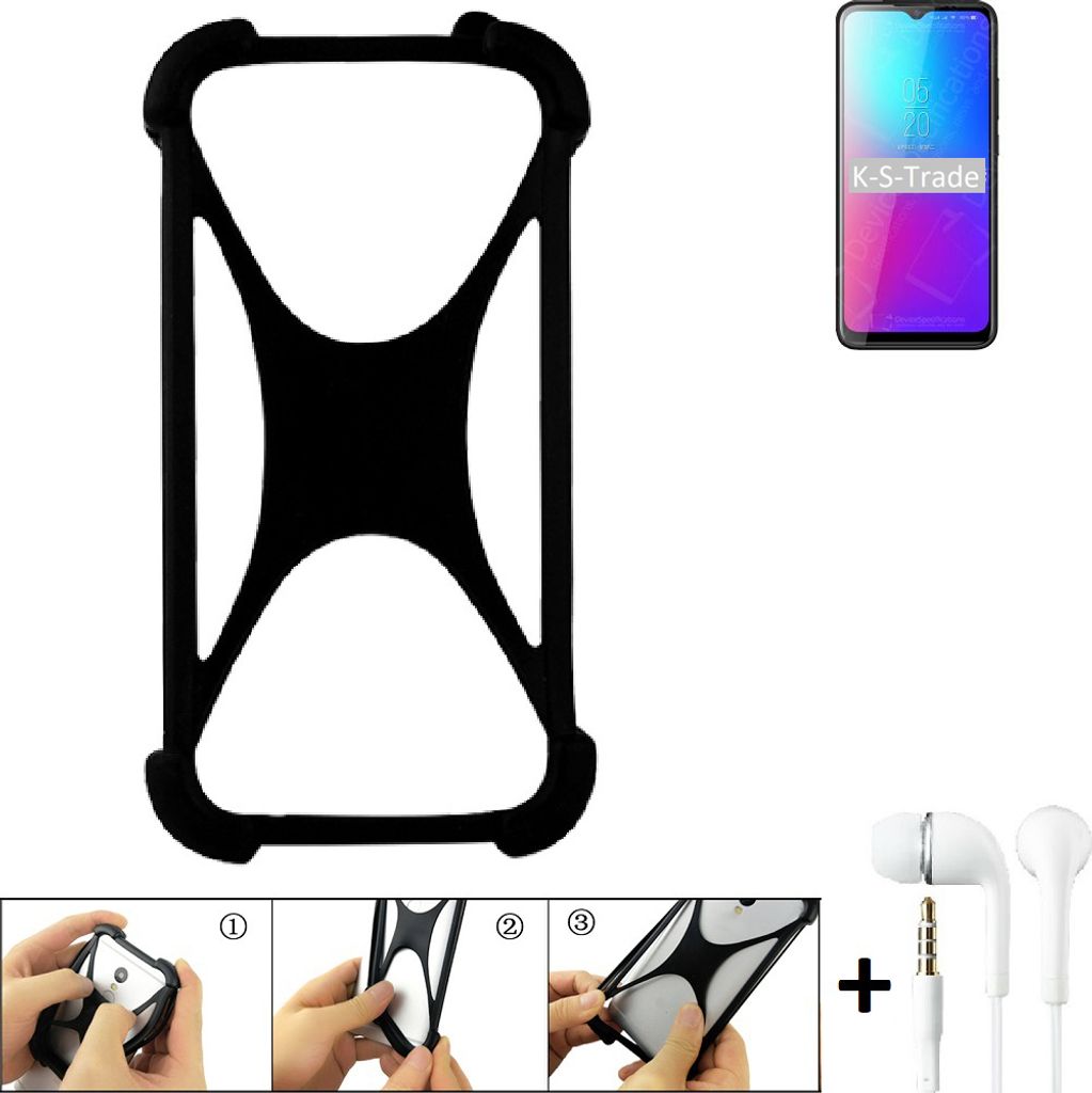 K-S-Trade Handy-Hülle + headphones kompatibel mit Blackview BV5100 Pro Schutz-Hülle Bumper Silikon Cover Case Silikoncase Silikonbumper TPU Softcase