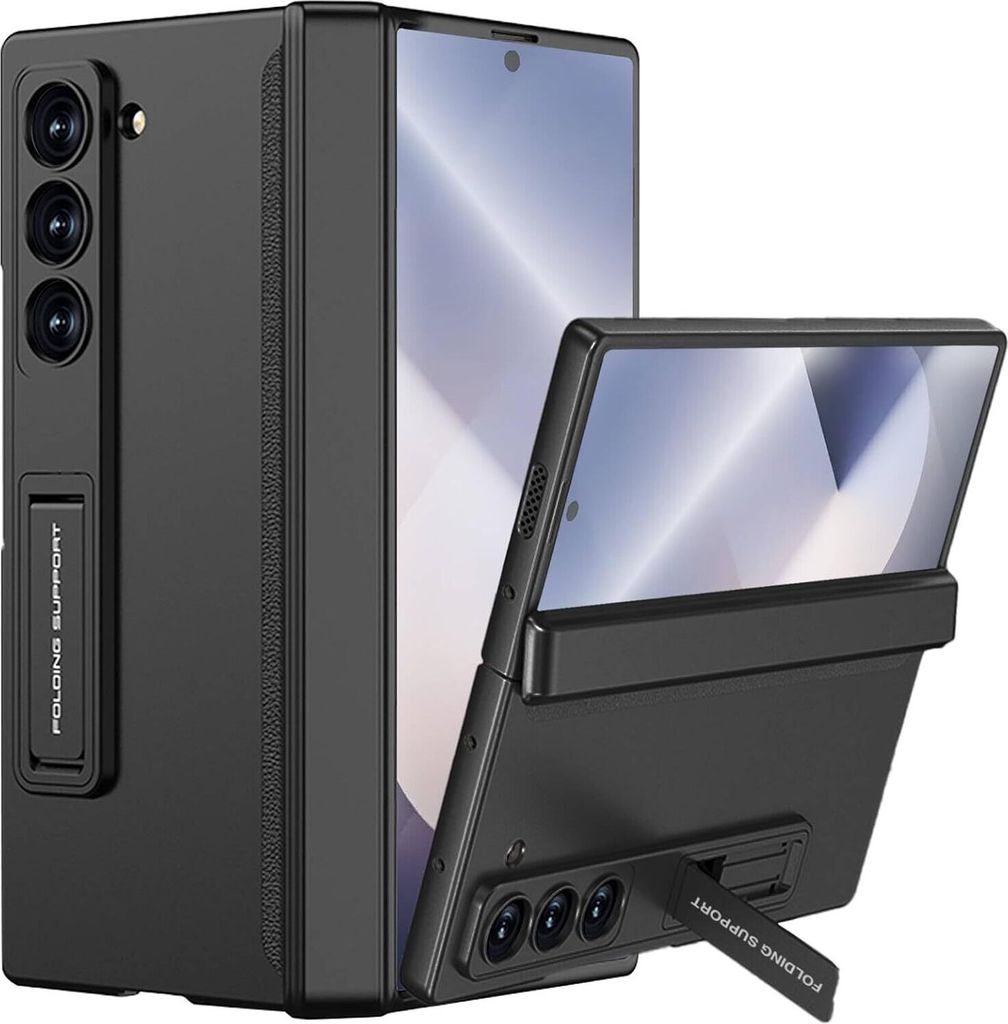 Hundyhülle für Samsung Galaxy Z Fold 6 Magnetische Scharnierschutz All Inclusive Schutzhülle mit Displayschutz und Ständer Schwarz