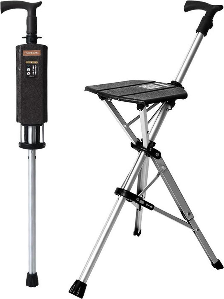 Gehstock mit Sitz, verstellbare Höhe, tragbares Design, Produktbild 