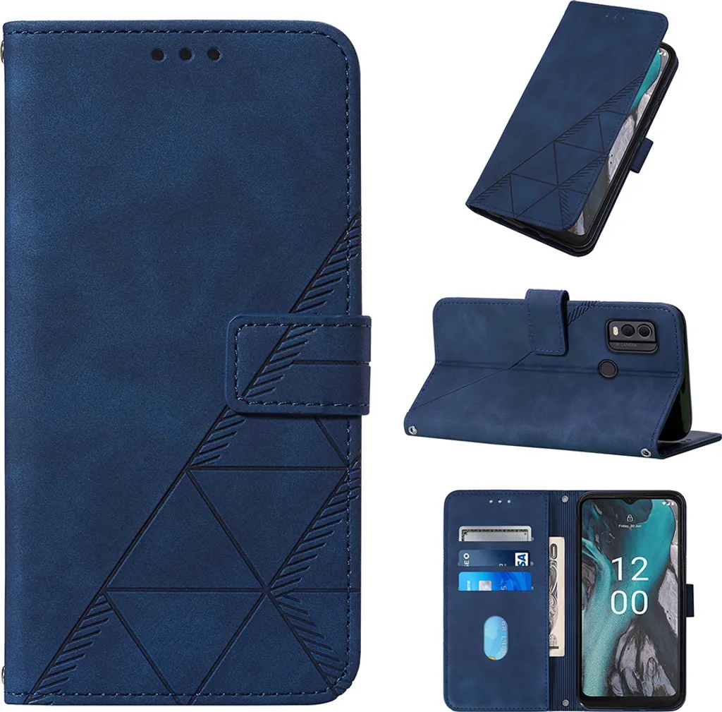 Cover Portafoglio Nokia C22 Blu - Pelle Goffrata Business Design