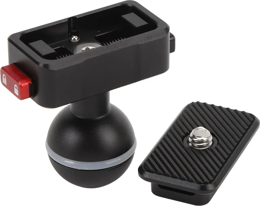 Oumij Supporto per Base a Sfera, Staffa da Immersione in Lega di Alluminio Action Camera Supporto per Testa di Riempimento con Base a Sfera Supporto da 1/4 '' Vite(Rosso