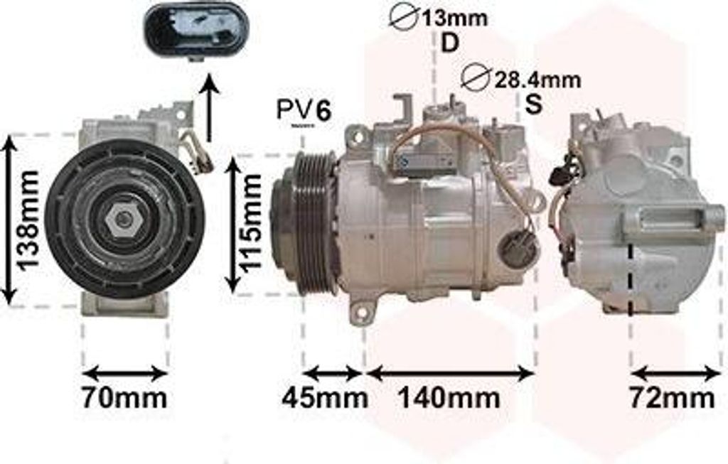 VAN WEZEL 3000K710 6SEU16C Klimaanlage Klimakompressor PAG 46 R134a passend für MERCEDES-BENZ C-Klasse Limousine (W204) C-Klasse T-modell (S204)