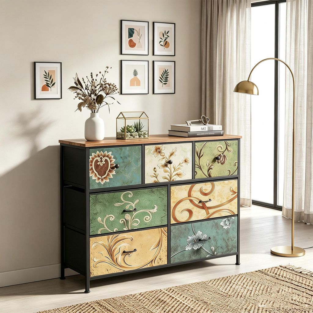 INONEFT Kommode mit 7 Schubladen, 100x30x78cm Produktbild 