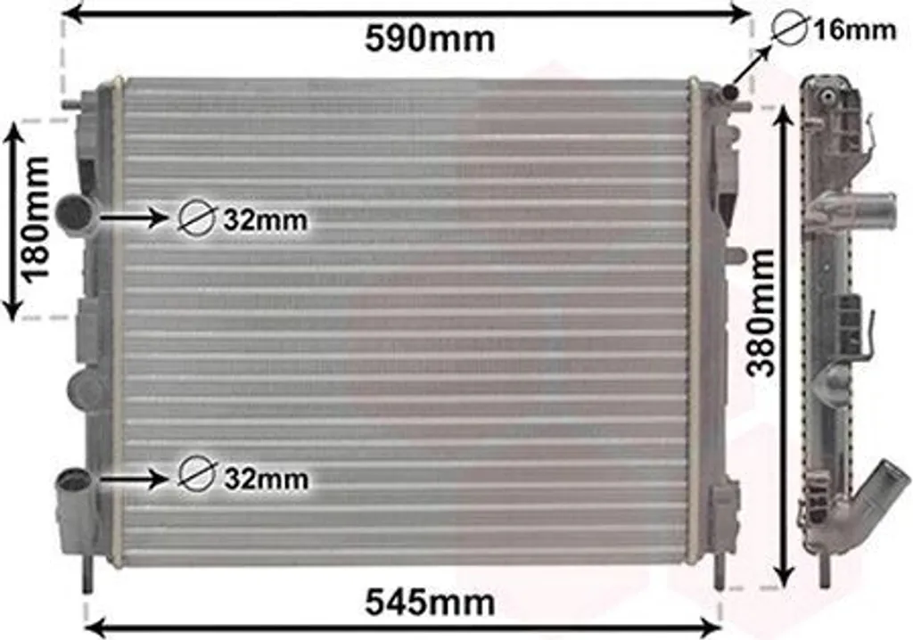 Radiateur moteur Van Wezel 43002272 pour Renault Clio 2 et Kangoo 1