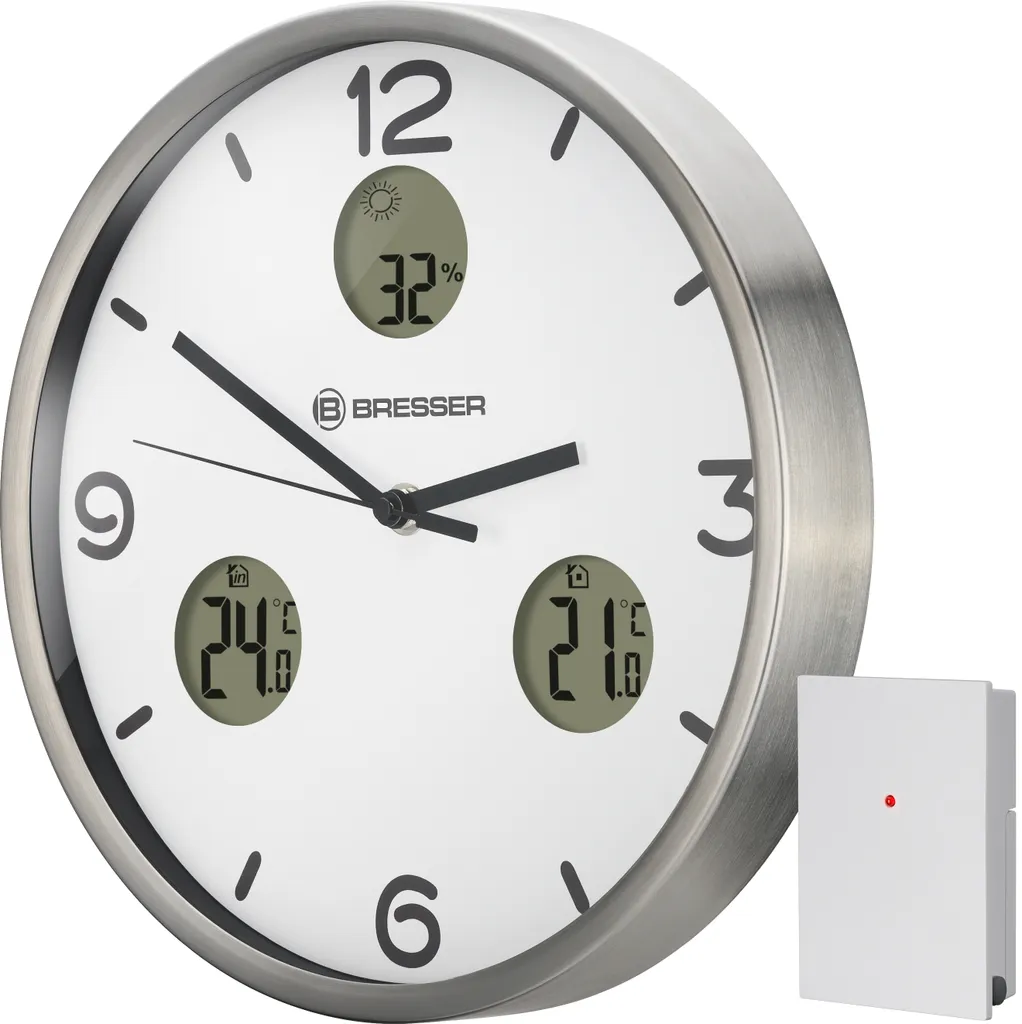 Horloge murale radio pilotée BRESSER MyTime Io NX en blanc de 30 cm