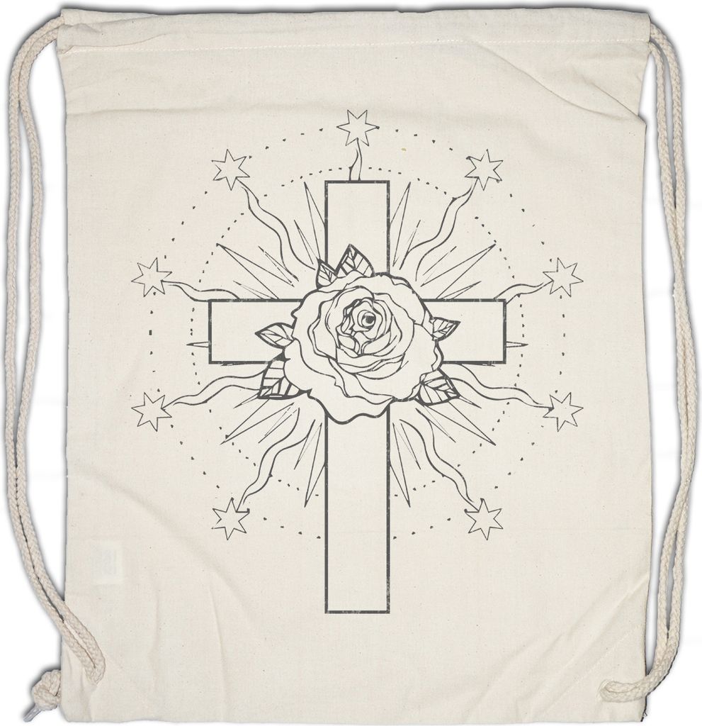 Urban Backwoods Rose Cross III, Turnbeutel, Farbe: Beige