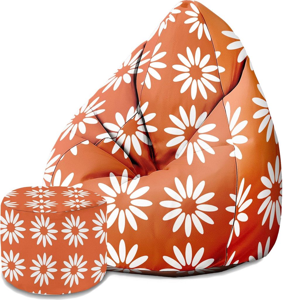 Dreamroots Bean Bag 80x80x120cm Sitzsack mit Lehne und Hocker und Bezug Sitzkissen Boden Chill Sack Bubibag Sitzsack Scandinavian Autumn