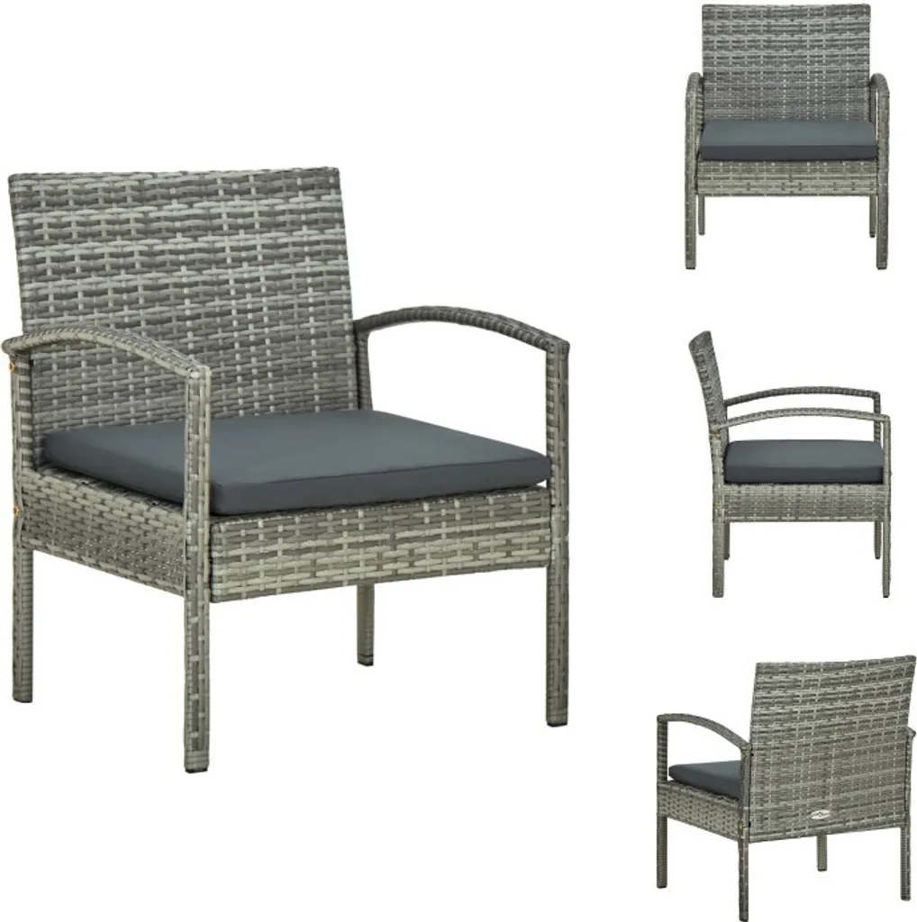 Poltroncina Outdoor vidaXL Rattan PE Grigio - Design Moderno