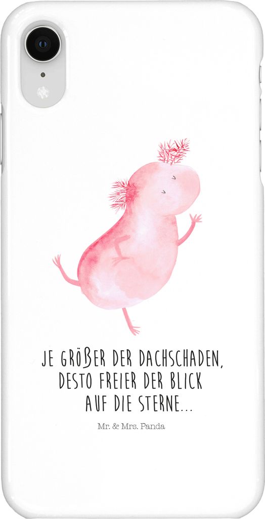 Mr. & Mrs. Panda Iphone XR Handyhülle Axolotl Tanzen - Weiß - Geschenk, Axolot, Handy Case, Sterne, Premium Kunststoff, gut Gelaunt, Freundin