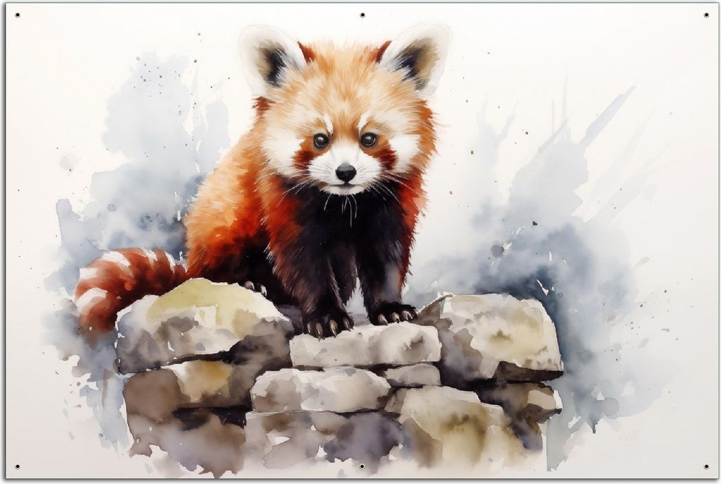 Wallario Outdoor-Poster für Garten oder Balkon, Motiv Neugieriger Rotpanda, in ca. 61 x 91,50 cm