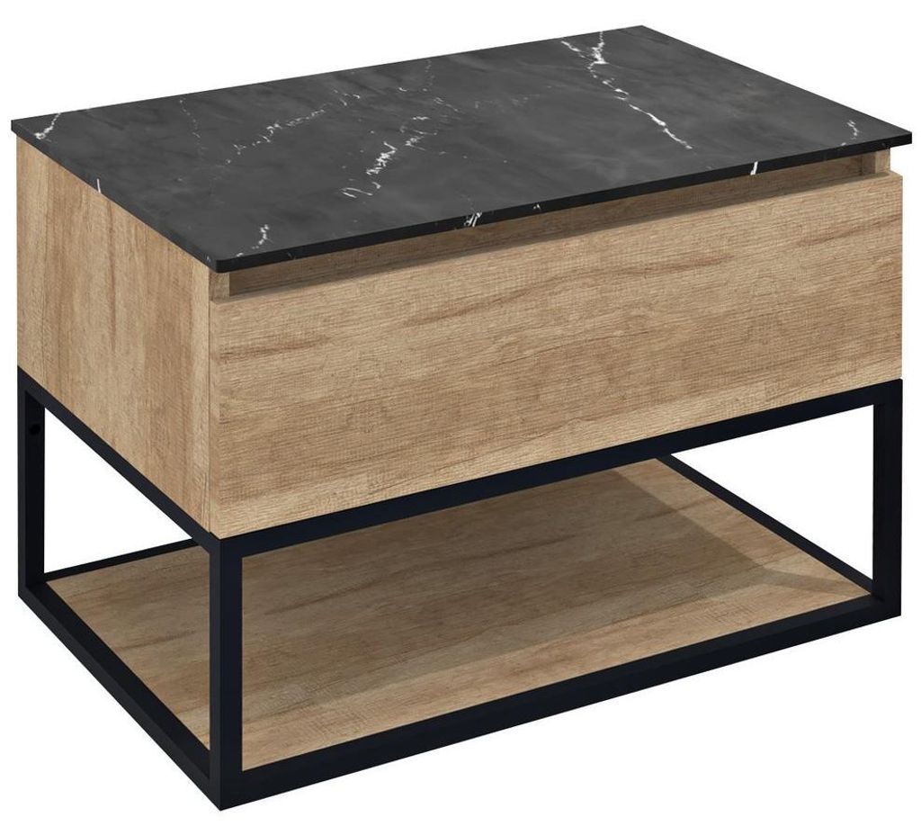 Sapho SKARA Unterschrank 80x50x45cm, schwarz matt/Eiche alabama