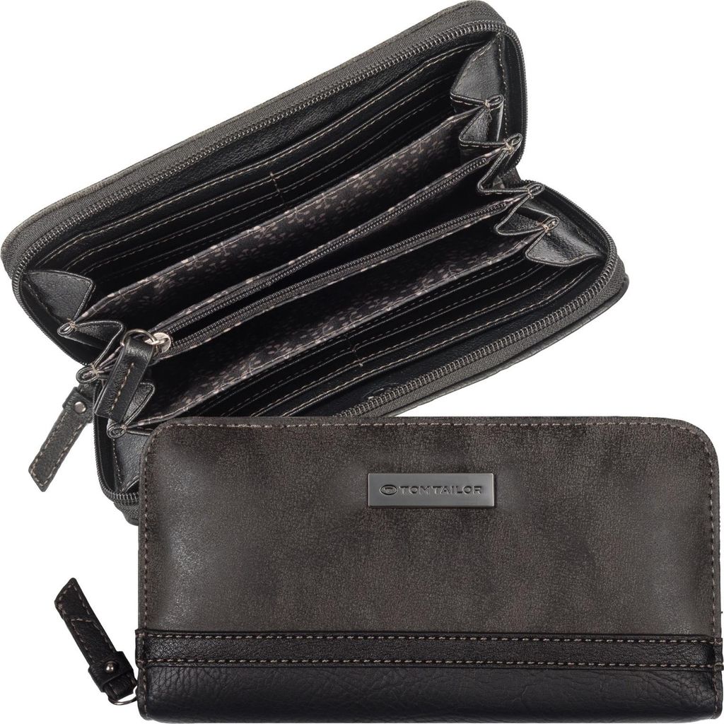 Tom Tailor Damen Geldbörse Elin Portemonnaie Polyurethan12 Kartenfächer 20x10cm grau