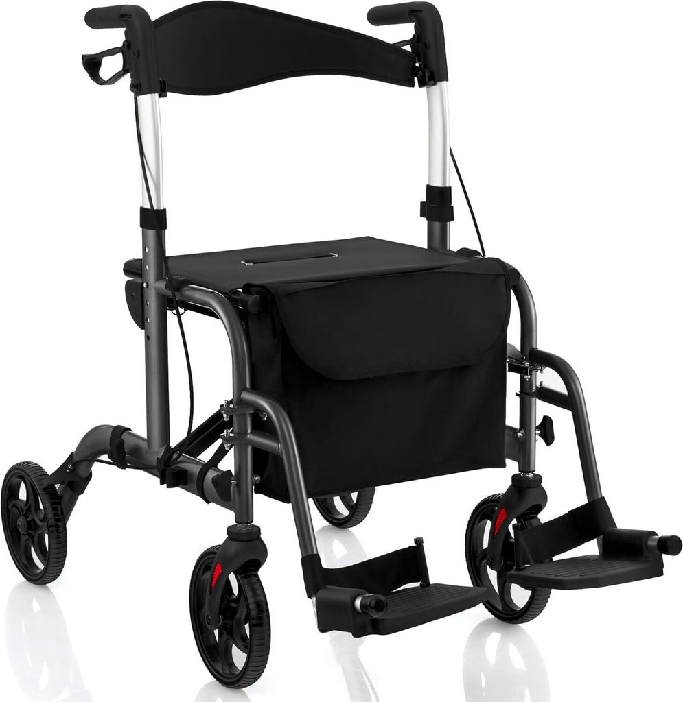 GOPLUS Rollator, 2 in 1 Rollstuhl faltbar aus Aluminium bis Produktbild 