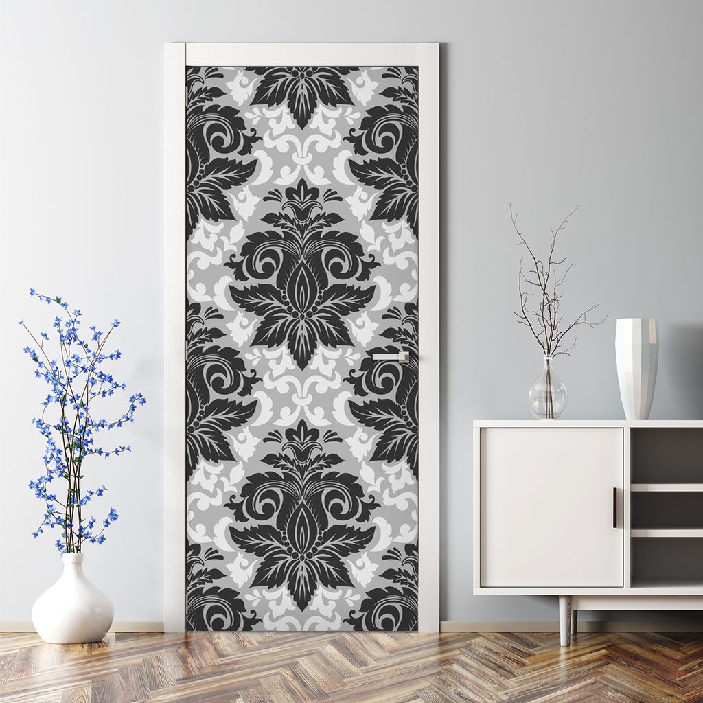 Dekorative Türsticker Aufkleber selbstklebend Klebefolie Türposter Tropisches grau 70 x 200 cm