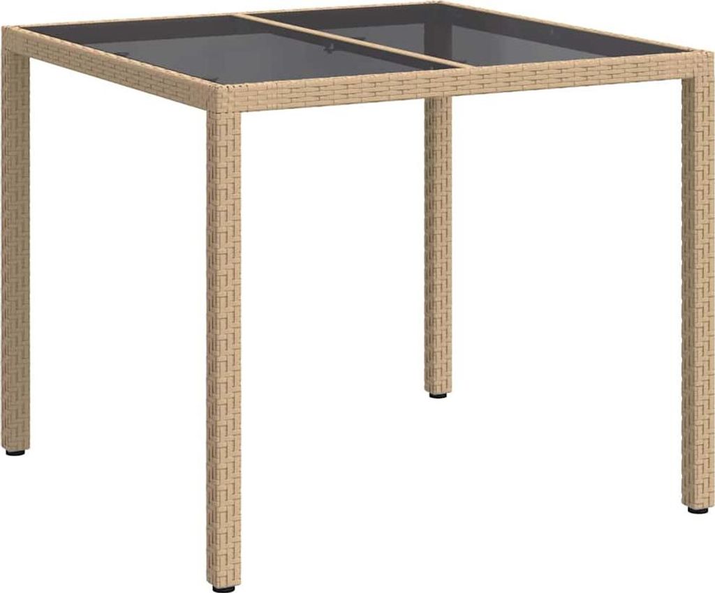 vidaXL Gartentisch Beige 90 x 90 x 75 cm Poly-Rattan