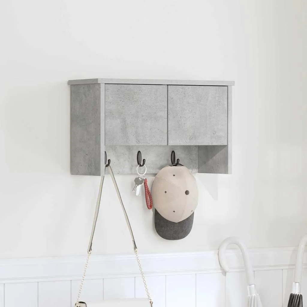Porte-manteau mural anti-désordre avec étagère grise
