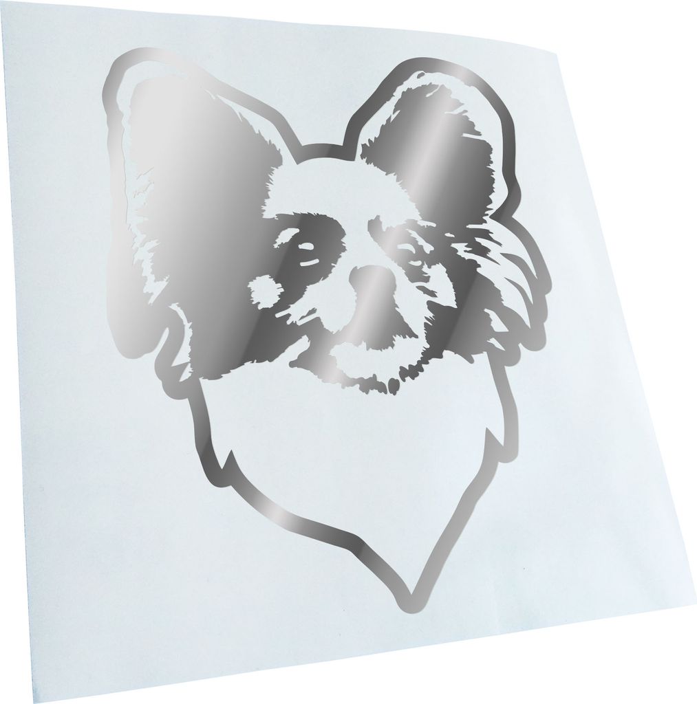 Kiwistar - Autoaufkleber - papillon Hund - Chrom - 50x42cm - Aufkleber für Auto, Laptop, Fahrrad, LKW, Motorrad mehrfarbig JDM Decal Racing