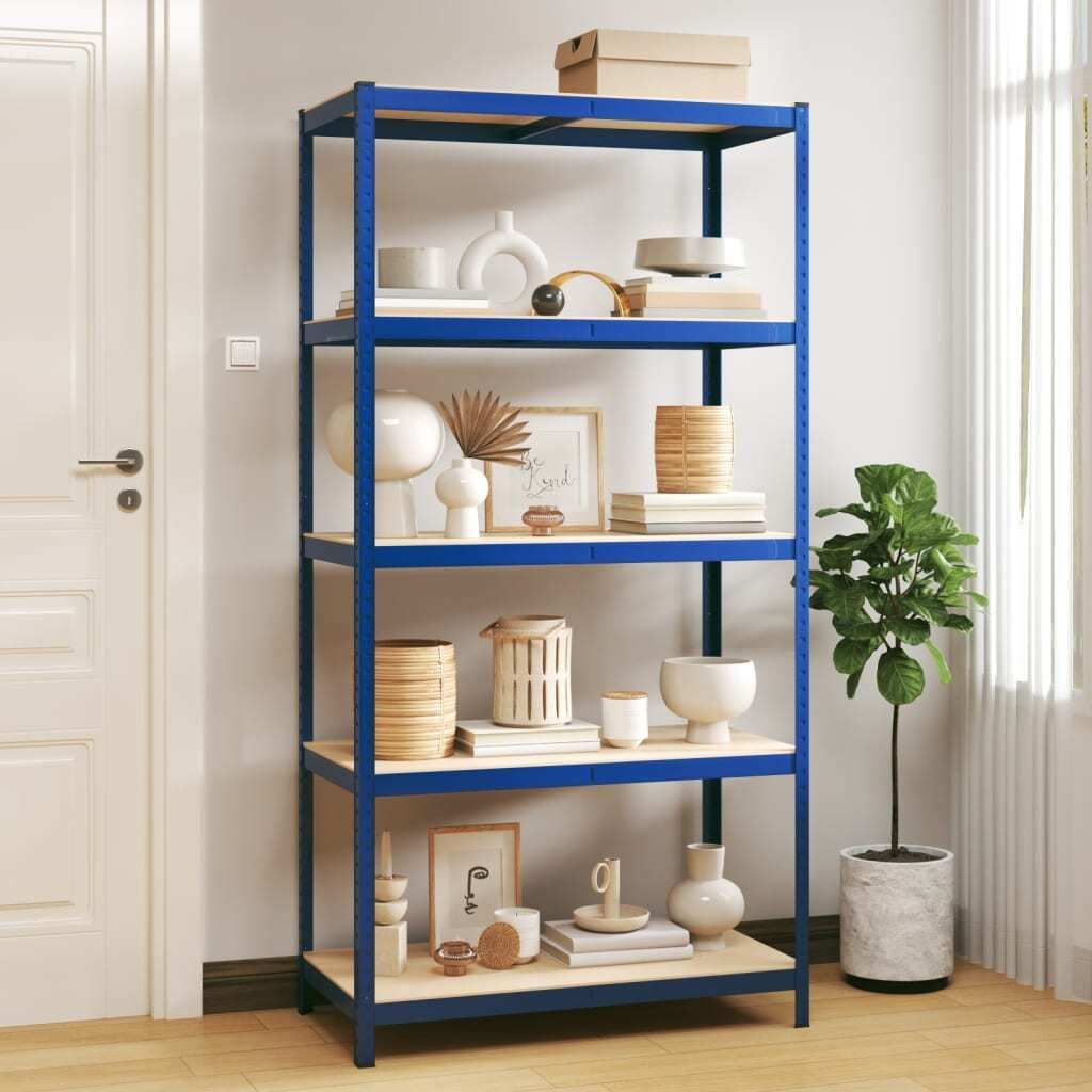 "2024"cloris Lagerregal mit 5 Böden Blau Stahl & Holzwerkstoff - Lager- & Regalsysteme CHY34753085