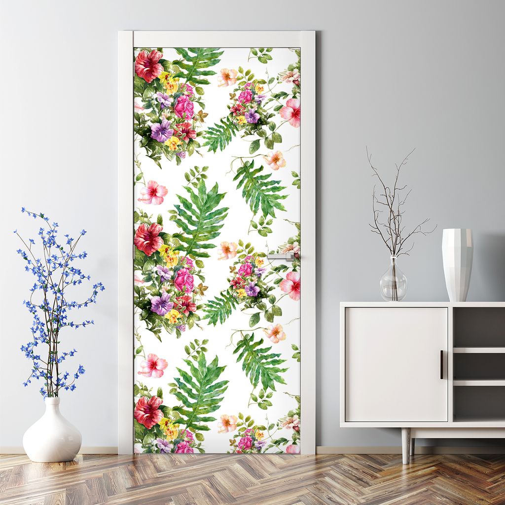 Dekorative Türfolie selbstklebend Klebefolie Wandaufkleber Blumen Konturen 70 x 200 cm
