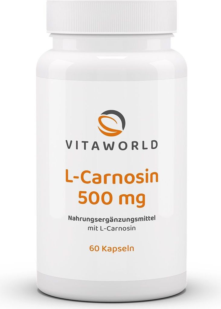 Vitaworld L-Carnosin 500 mg | 60 Kapseln | 500 mg L-Carnosin pro Kapsel | hergestellt in Deutschland | vegan
