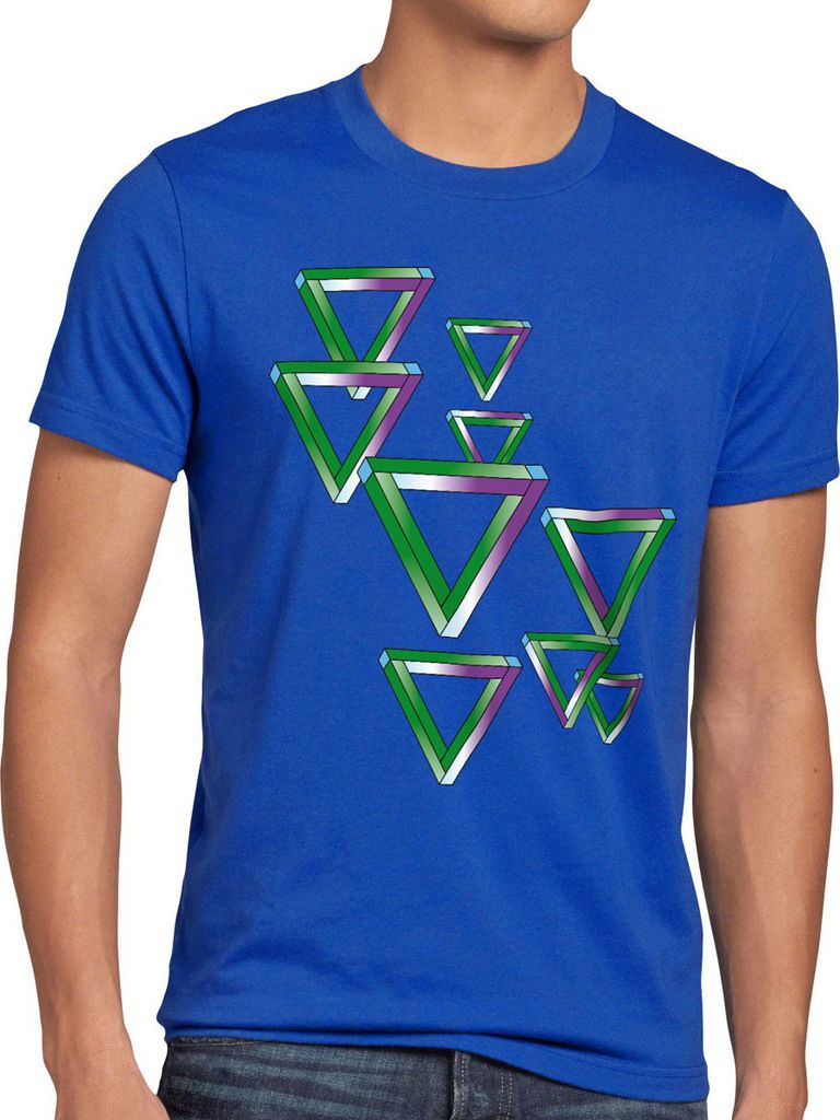style3 Sheldon Triangles Herren T-Shirt, Größe:XXXL, Farbe:Blau