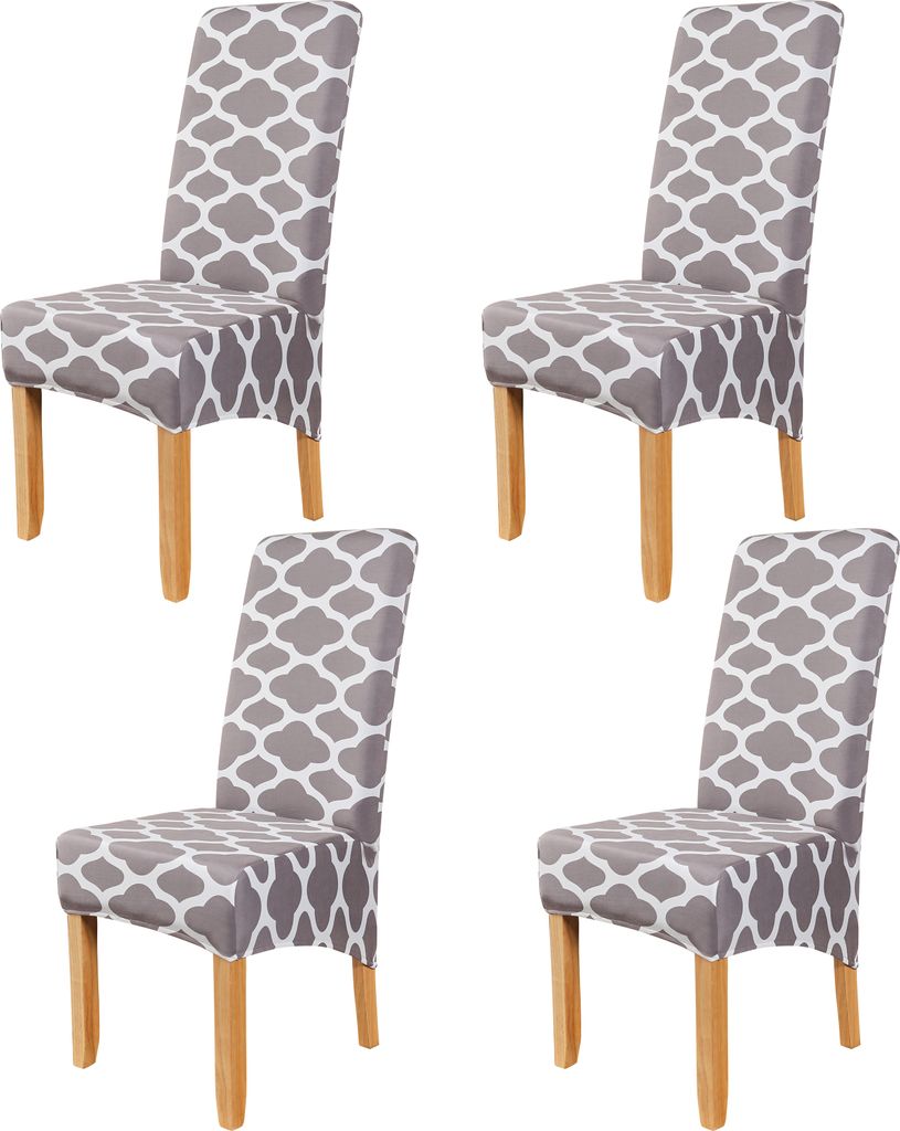 4er Pack Stretch Stuhlbezüge Waschbarer Sitzbezug Chair Schonbezüge Moderne Stuhl Hussen für Bankette Hotel Esszimmerstühle,(Grau)