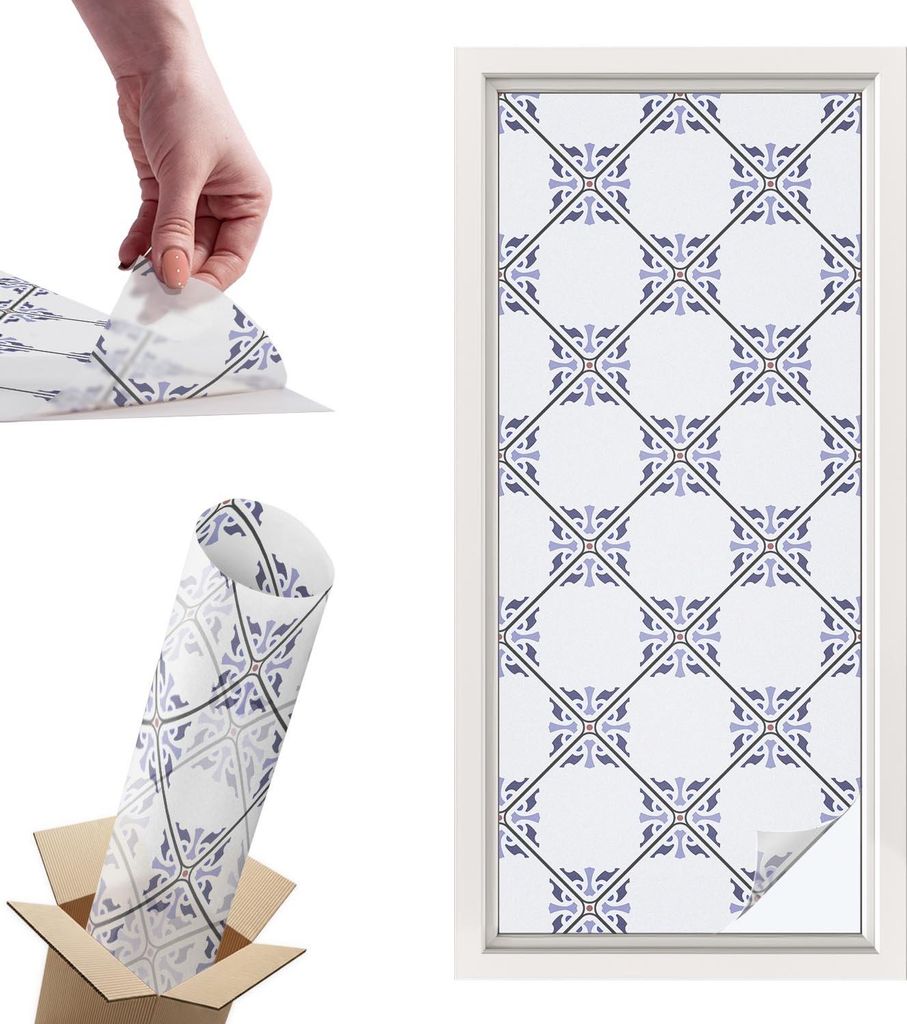 Buntglasfolie für Fenster – 116x50 cm – Stained-Glass-Fensterfolie, dekorativ & blickdicht – Selbstklebende Glasdekorfolie im Buntglas-Desig...