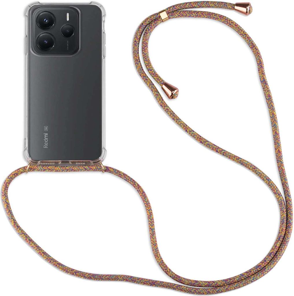 Handykett für Xiaomi Redmi Note 14 4G Hülle mit Kordel Handyhülle mit Band in Rainbow