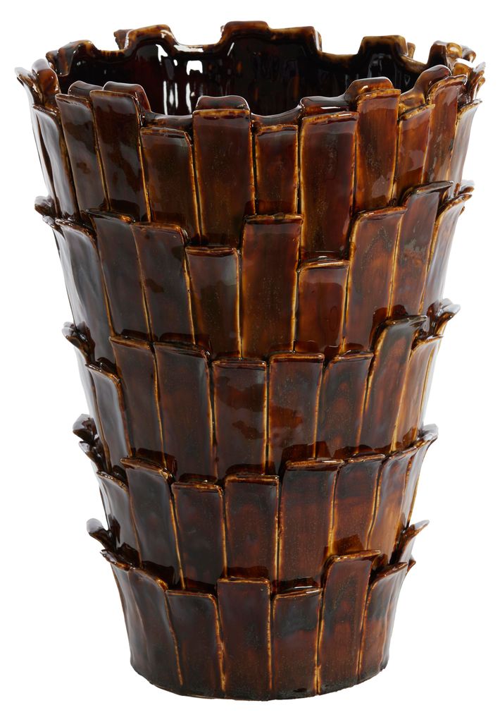 Light & Living BANYA Vase Keramik Glanz Dunkelbraun – Ø33x43 cm