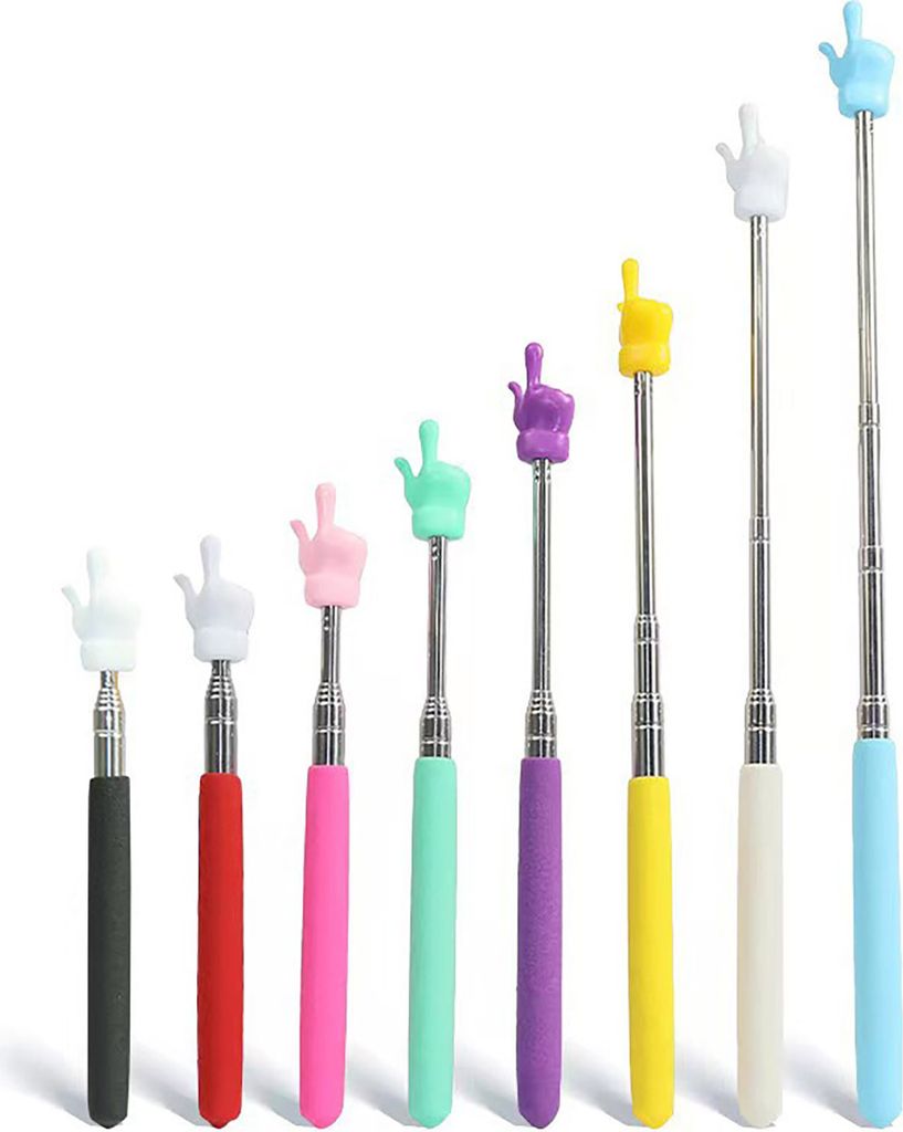 Fingerlesestab, einziehbarer Edelstahl, leichter tragbarer Lehrstab, Whiteboard-Zeiger, Handheld-Presenter, Teleskopstange