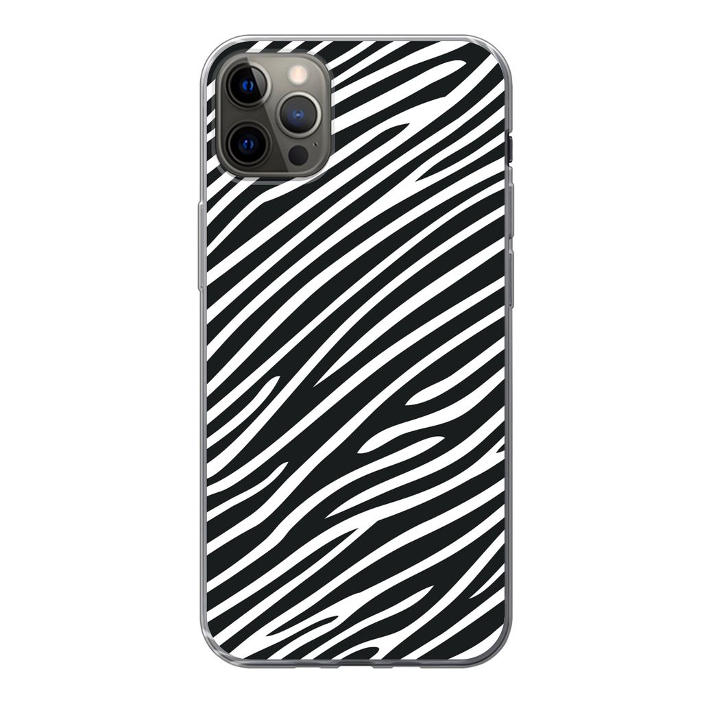 MuchoWow Handyhülle Schutzhülle Hülle für iPhone 13 Pro Max Tiermuster - Zebra - Schwarz Silikon Softcase Handy Hülle - Mobiltelefon