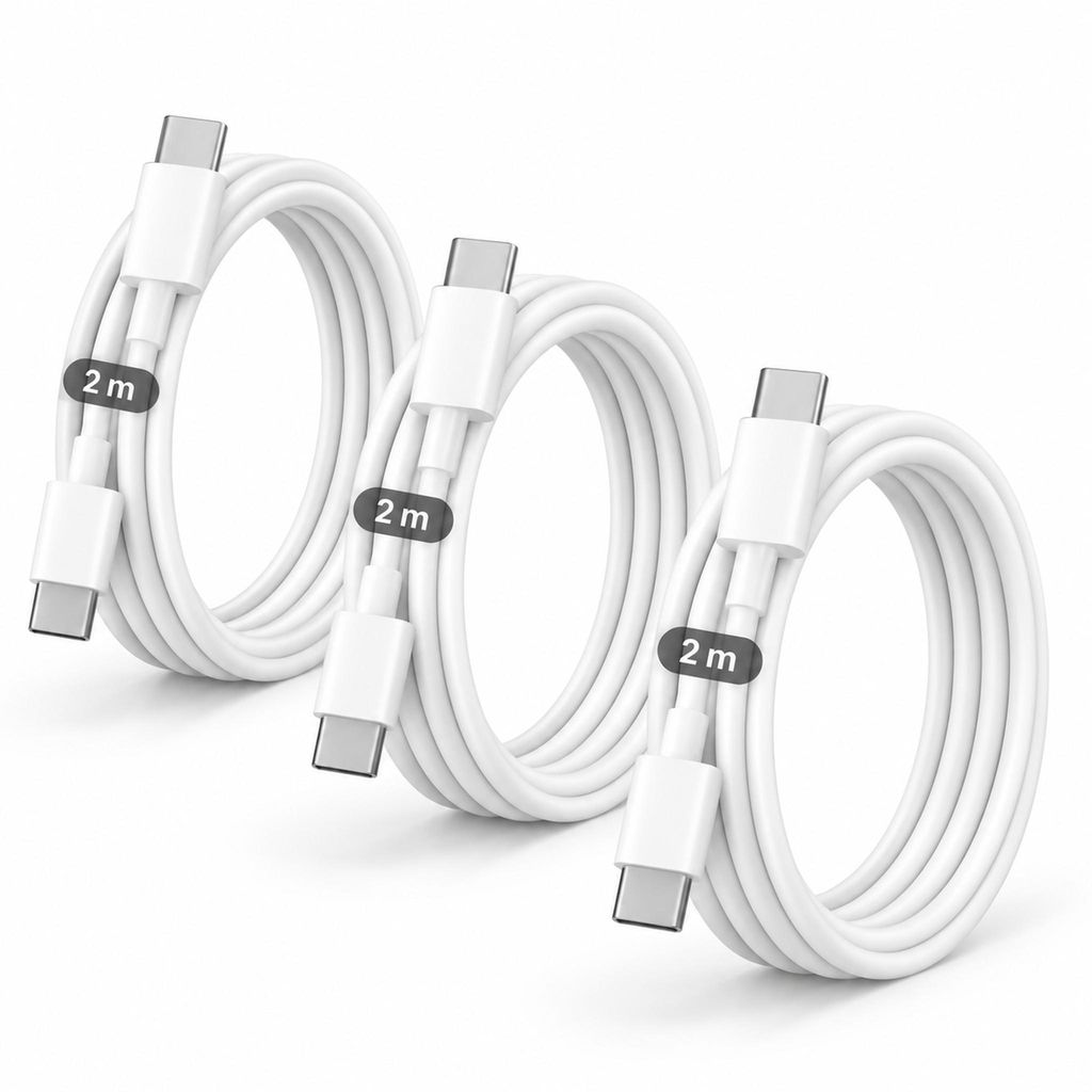 3x USB-C Ladekabel 2m – USB-C auf USB-C 20W Produktbild 