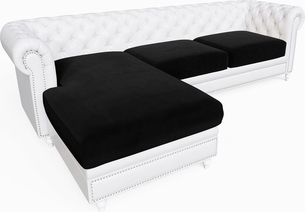Sofa Sitzkissenbezug 2 Sitzer + Chaise, Stretch Samt Sofabezug L-Form Sofa Sitzkissen Schonbezug Sofahusse Sofaschoner, Schwarz