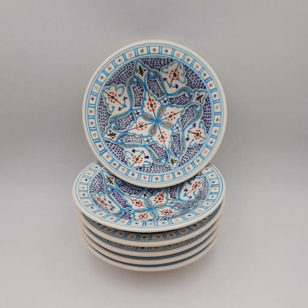 Set 6 Piatti Fondi Tebsi 23cm Turchese | Ideali per Couscous e Pasta