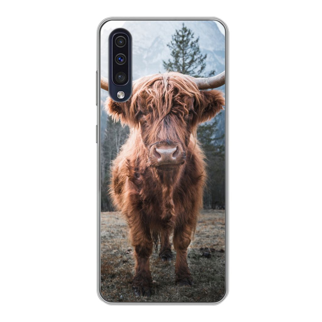 MuchoWow Handyhülle Schutzhülle Hülle für Samsung Galaxy A30s Schottischer Hochländer - Kuh - Tiere - Berg - Natur Silikon Softcase Handy H...