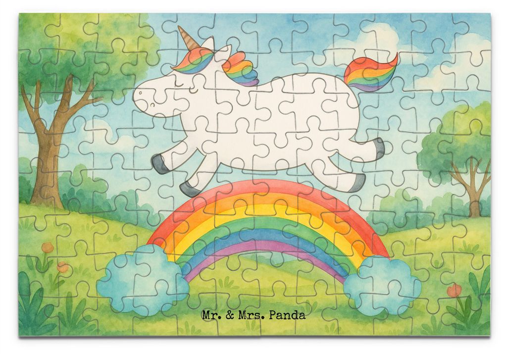 Mr. & Mrs. Panda Puzzle Einhorn Regenbogen Design 96 Teile - Weiß - Geschenk, 1500, 500, Unicorn, Erwachsenwerden, Puzzlespiel, Glitzer, 2000, Ein...