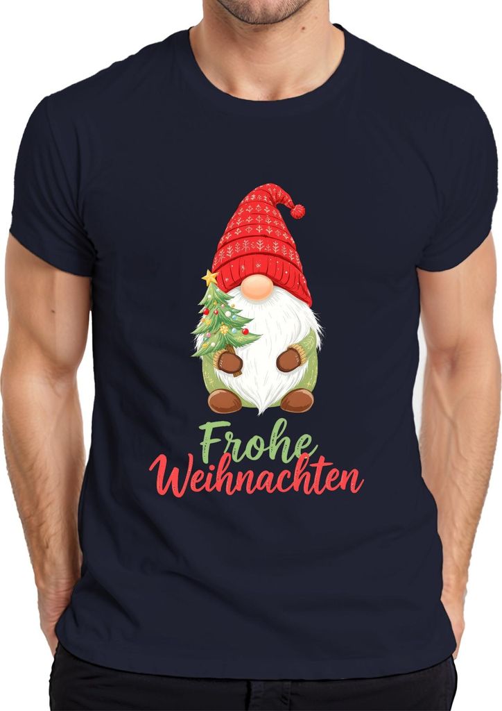 Frohe Weihnachten Wichtel Weihnachtsgnom Weihnachtsbaum Niedlich Herren T-Shirt, Navy, 3XL