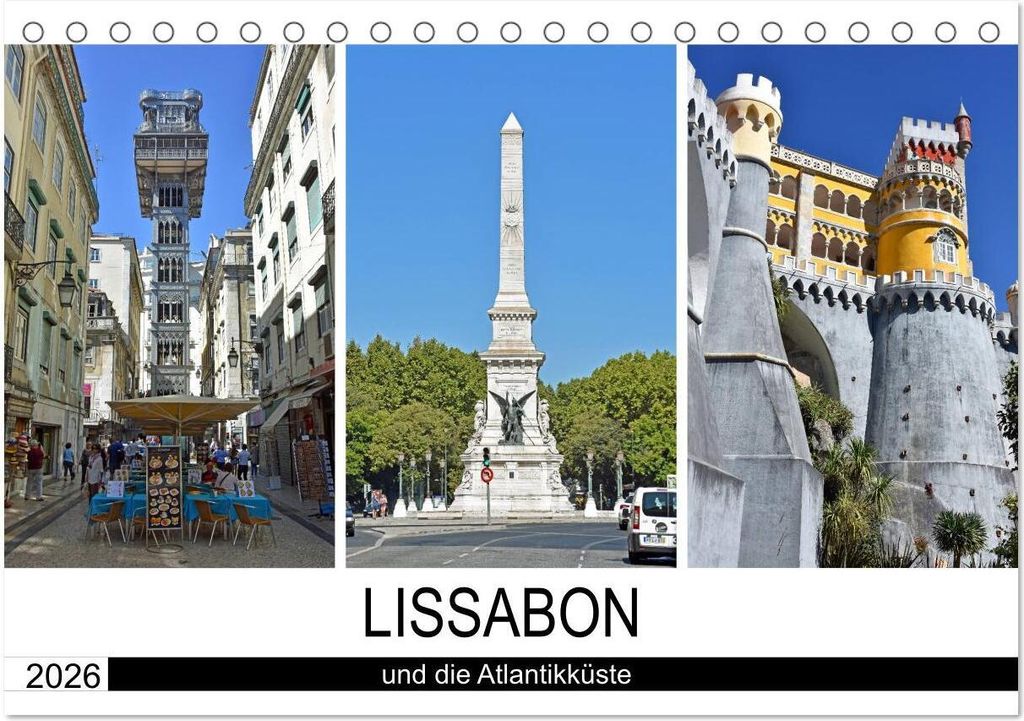 LISSABON und die Atlantikküste (Tischkalender 2026 DIN A5 quer), CALVENDO Monatskalender