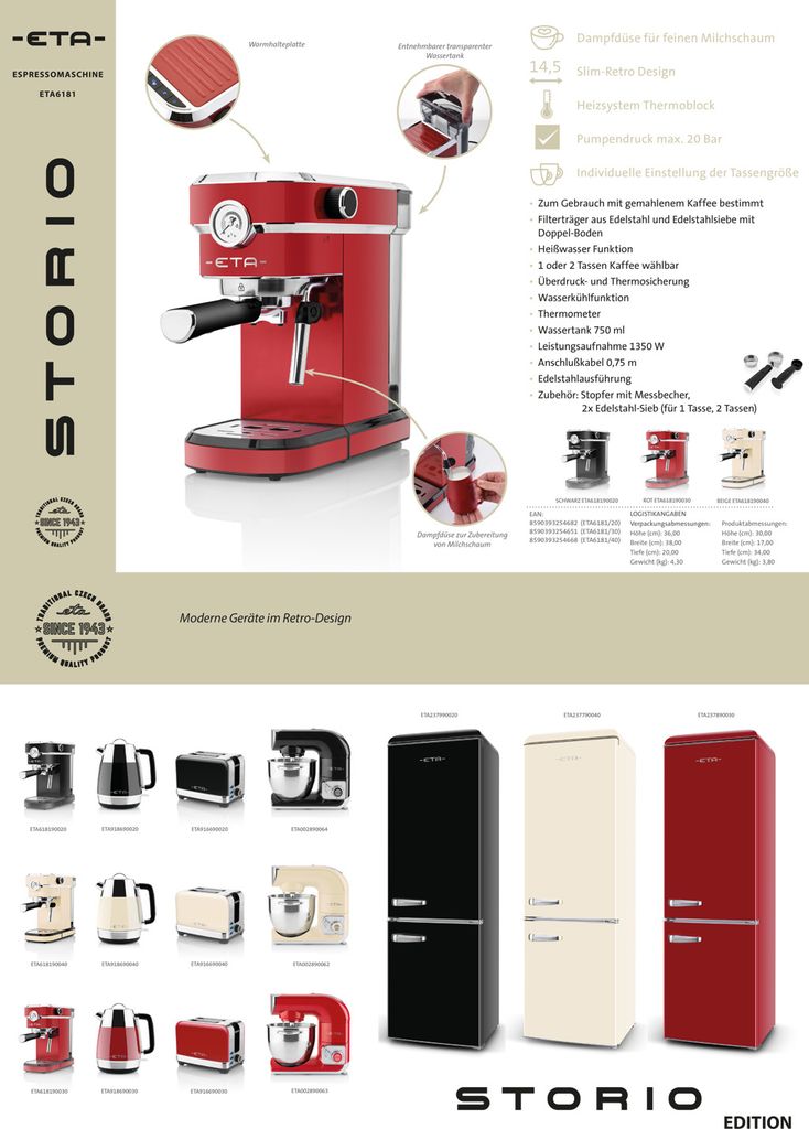 ETA Machine à café filtre STORIO ETA618190020 Retro noir, Image du produit 