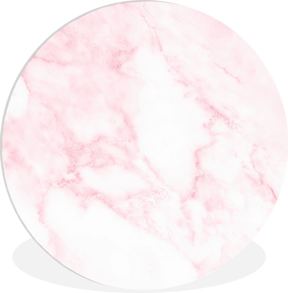 MuchoWow Rundes Wandbild - Runde Bilder Marmor - Weiß - Rosa - Chic - Marmoroptik Ø 90 cm Kreis Wanddekoration Kunststoff - Wandkreis - Wandsch...