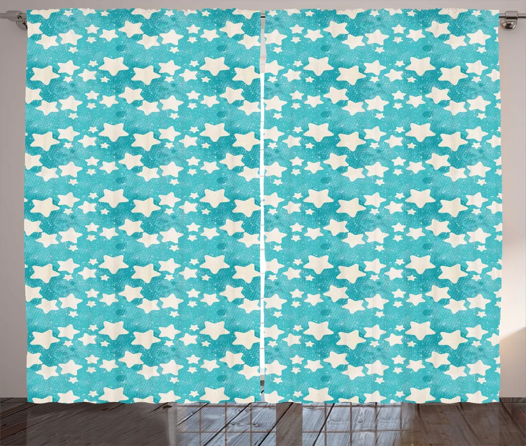 ABAKUHAUS Rideau rustique à étoiles pour chambre avec crochets, 280x225cm