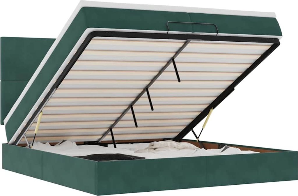 Ottoman-Bett mit Matratzen Dunkelgrün 200x200 cm Samt