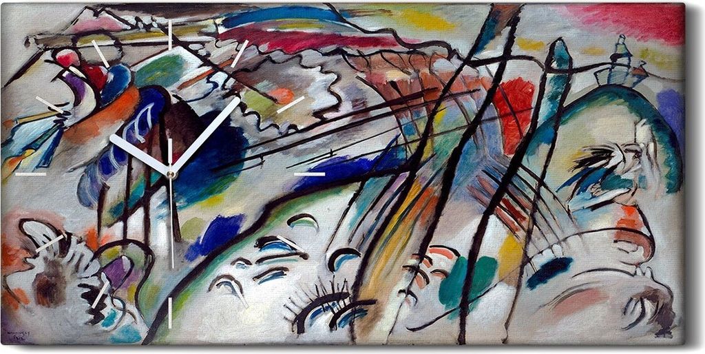 Leinwand Uhr Küche Wohnzimmer Bild Geräuschlos Kunstdruck 60x30 Improvisation 28 - weiße Hände