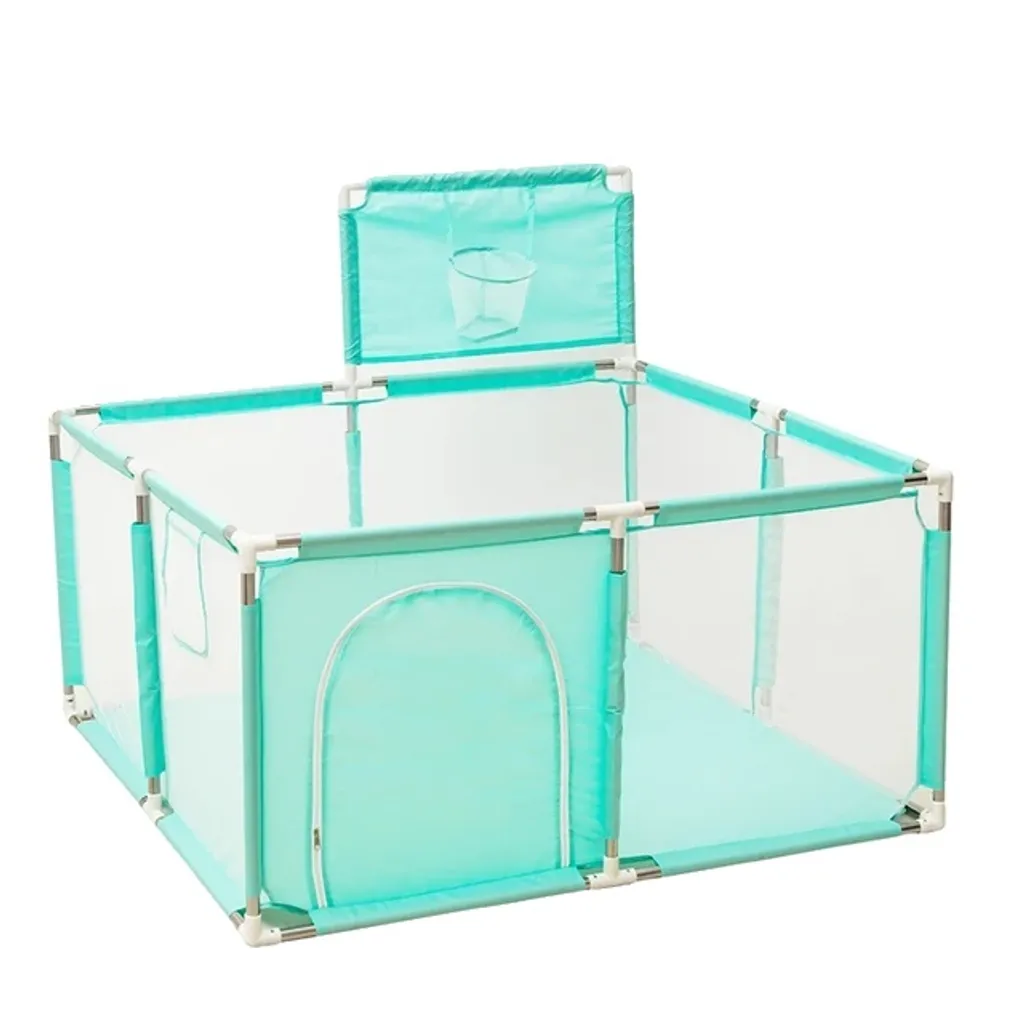 Aire de jeu parc bébé mousse verte et barrière protection 150x150cm