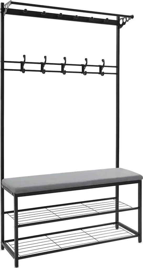 Portemanteau avec banc 100 cm gris clair - Meuble d'entrée autoportant